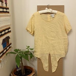Yellow Linen Tie-Up Top
